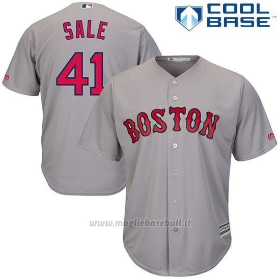 Maglia Baseball Uomo Boston Red Sox 41 Chris Sale Grigio2017 Cool Base